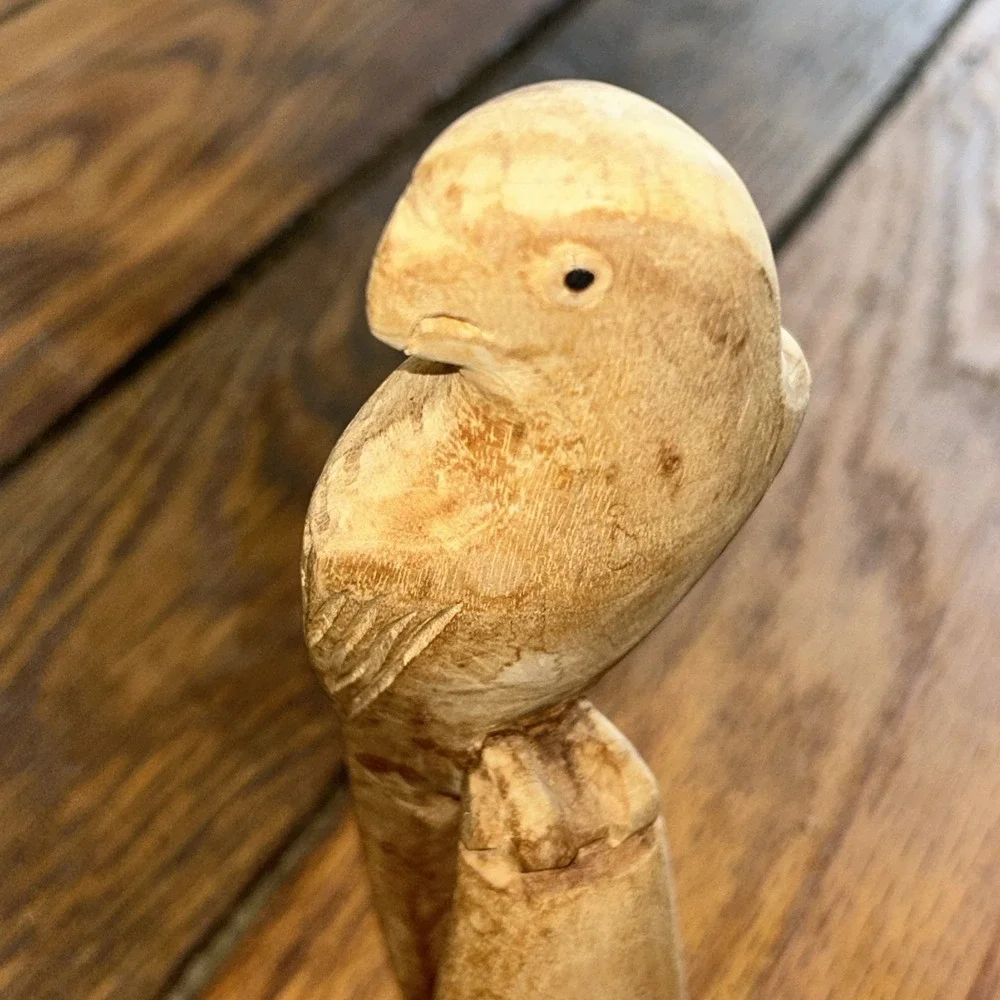 VTG‎ Hand Carved Wooden Parrot On Pillar Mikafi 9